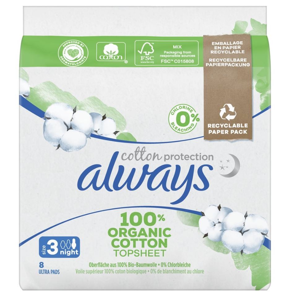 Always Ultra Binde Cotton Protection Night Flügel (8 Stk)