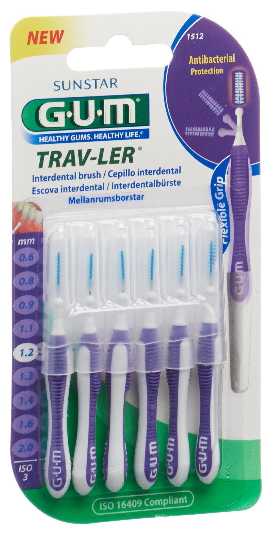 SUNSTAR GUM Trav-Ler 1.2mm ISO3 violett (6 Stk)