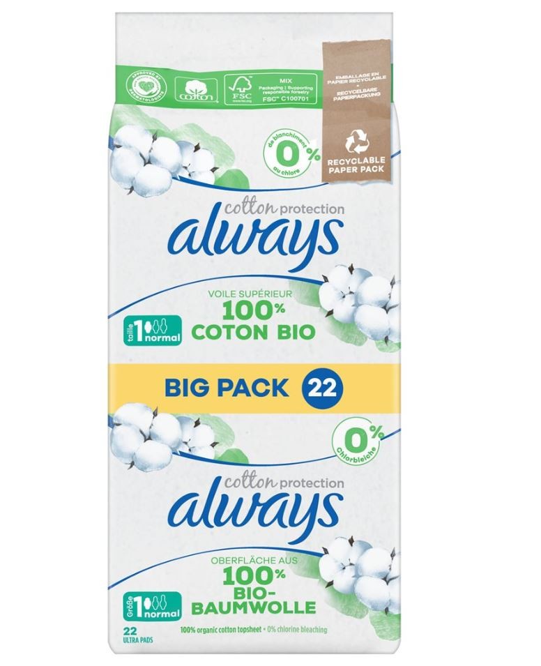 Always Ultra Binden Cotton Protection Normal Big Pack (22 Stk)