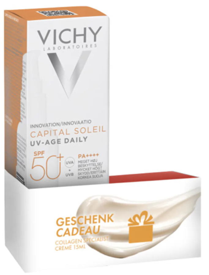 VICHY Capital Soleil UV-Age Daily SPF50+ & gratis Liftactiv Collagen Specialist (40ml)