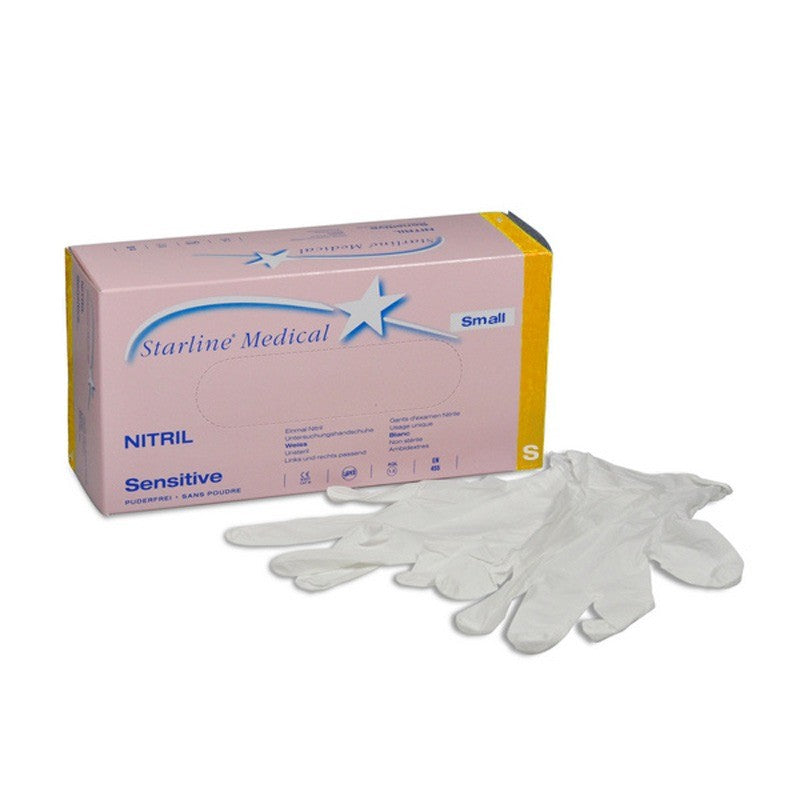 Starline Nitrilhandschuhe Sensitive S unsteril puderfrei weiss (200 Stk)