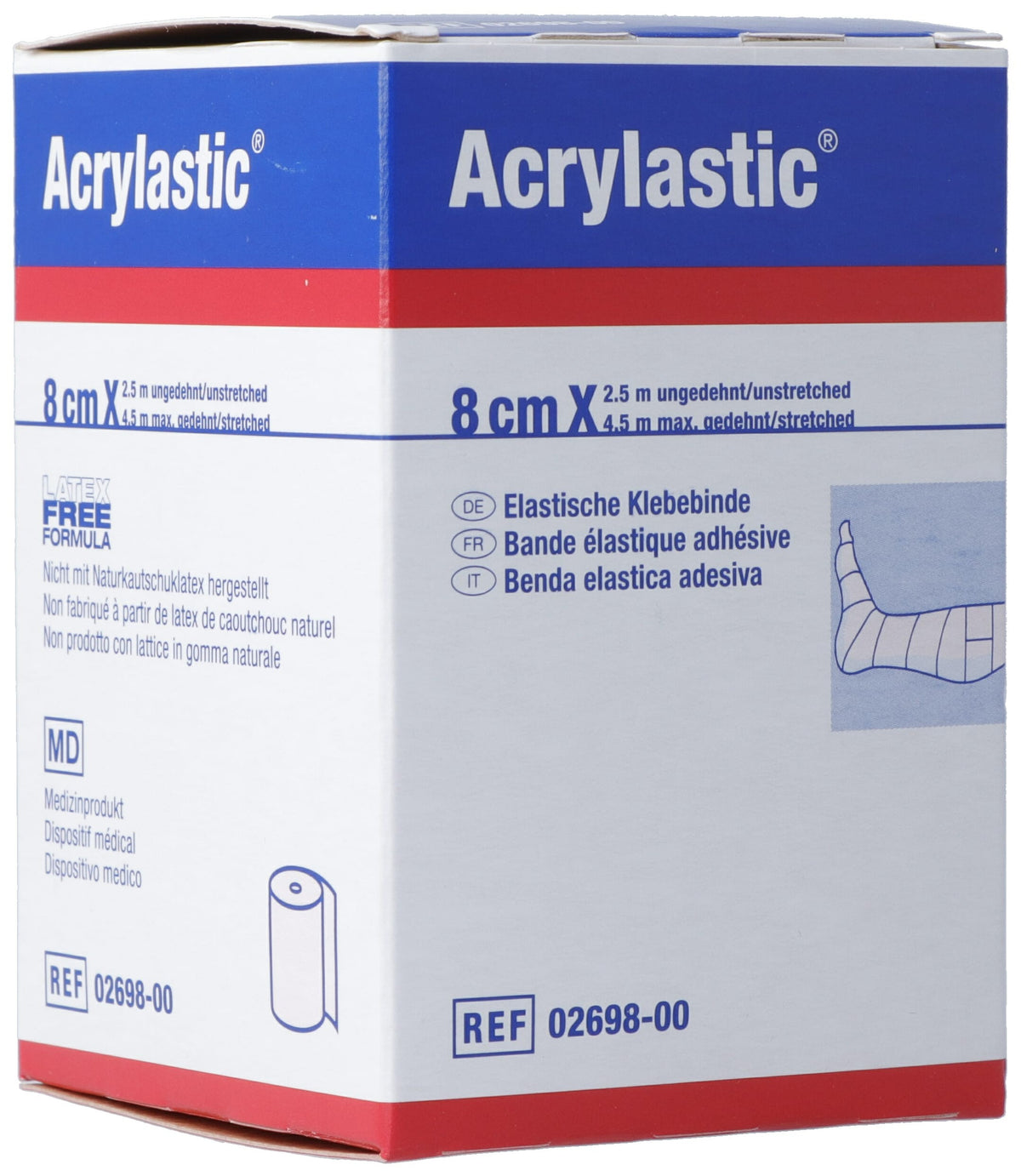 Acrylastic Pflasterbinde 2.5mx8cm elastisch (1 Stk)