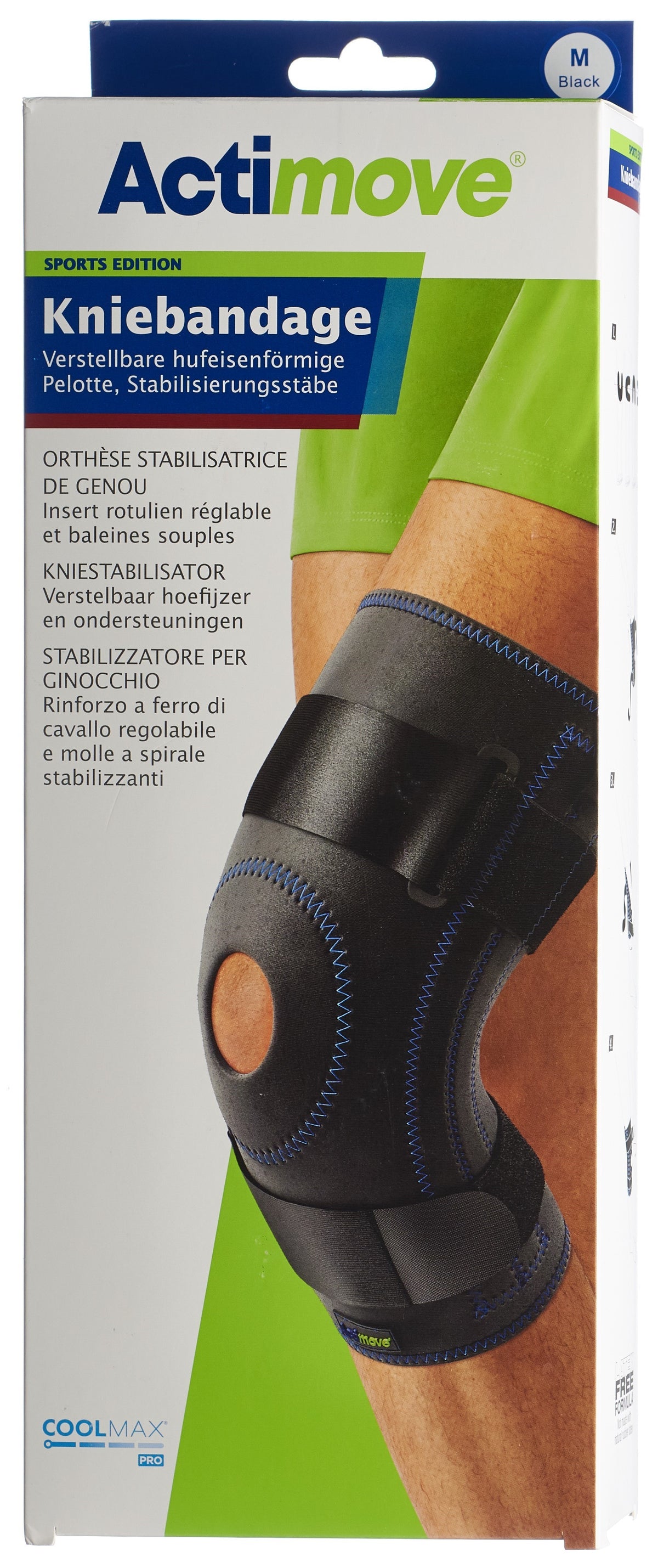 Actimove Sport Kniebandage M Pelotte Stabile Stäbe (1 Stk)