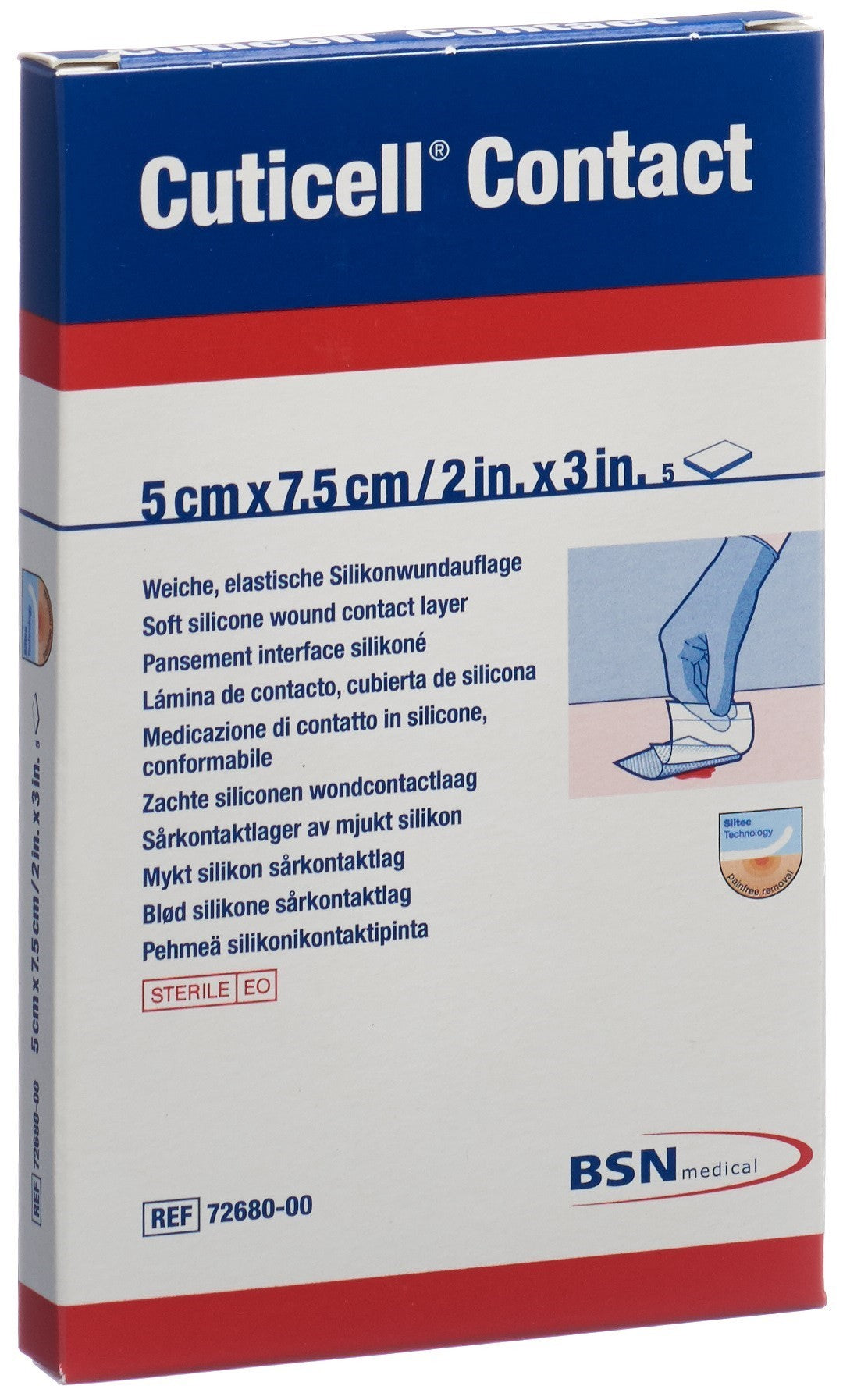 Cuticell Contact Silikonwundauflage 5x7.5cm (5 Stk)