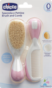 chicco Kamm und Bürste Naturborsten pink 0m+ (1 Stk)