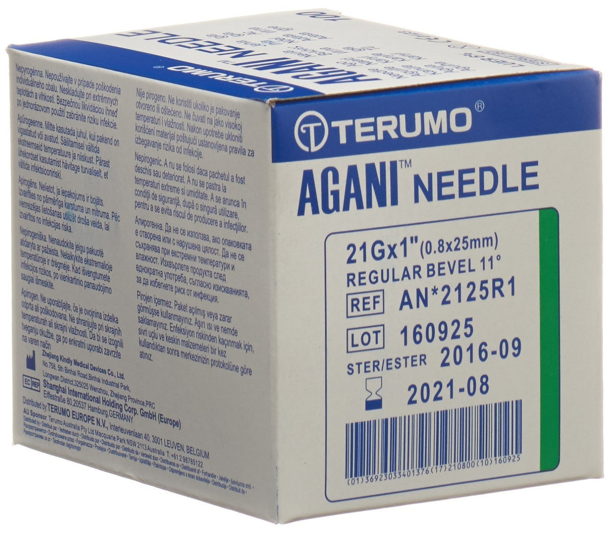 TERUMO Agani Einmalkanüle 21G 0.8x25mm grün (100 Stk)
