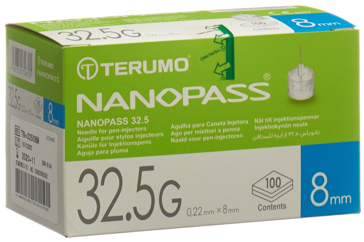 TERUMO Pen Nadel NANOPASS 32.5G 0.22x8mm (100 Stk)