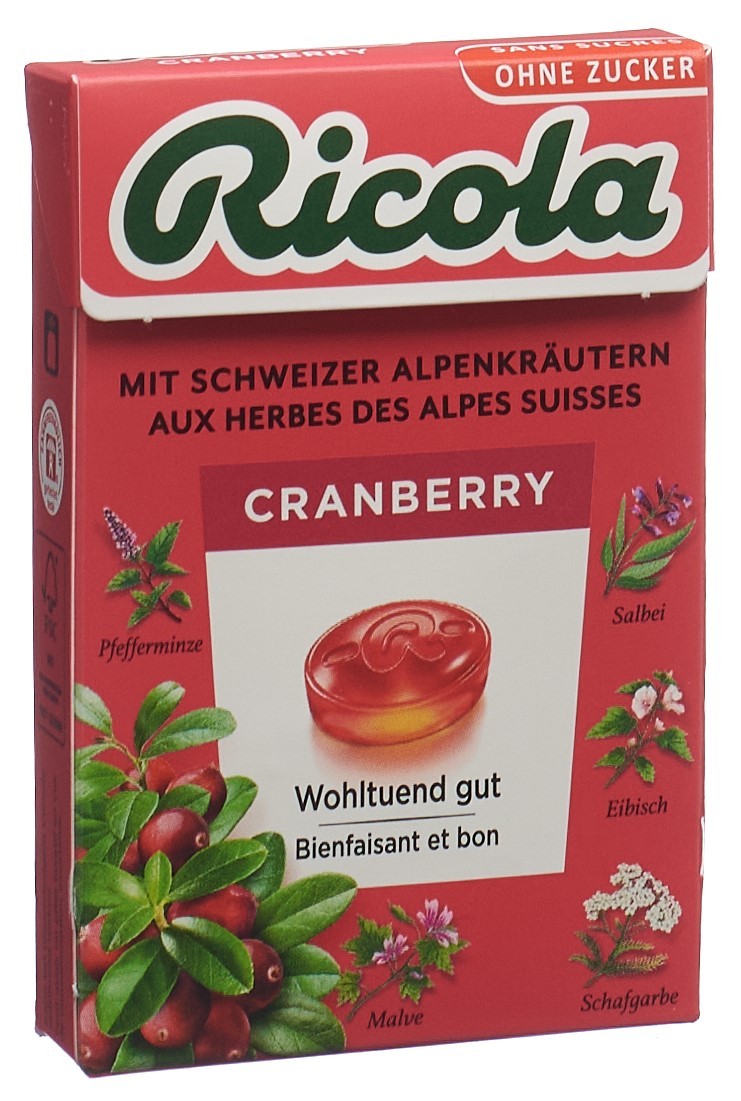 Ricola Cranberry Bonbons ohne Zucker mit Stevia (50g)