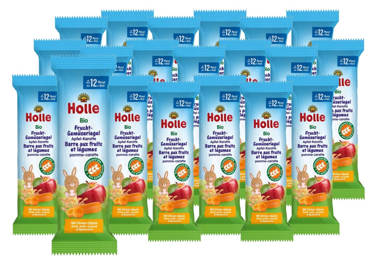 Holle Früchte-Gemüseriegel Apfel & Karotte Bio (20x25g)