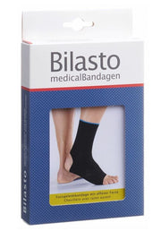 Bilasto Fussgelenkbandage Ferse offen schwarz/blau M (1 Stk)