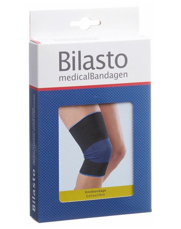 Bilasto Kniebandage schwarz/blau L (1 Stk)