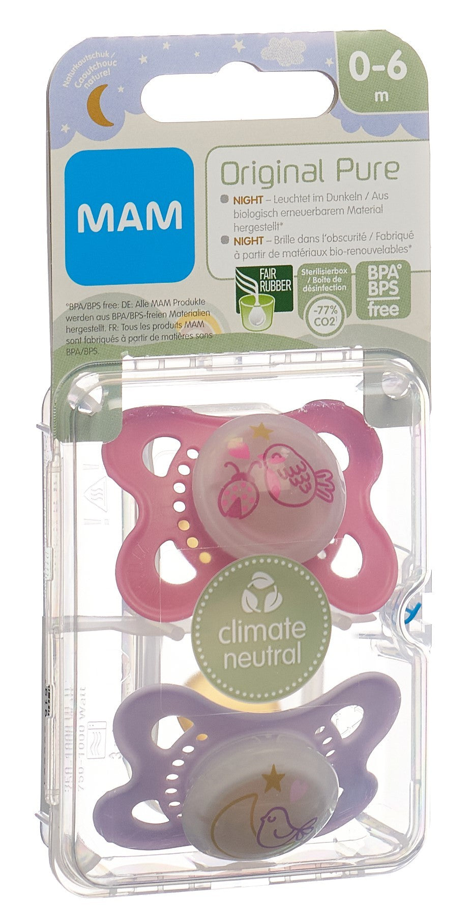 MAM Night Nuggi Pure Kautschuk 0-6m (2 Stk)