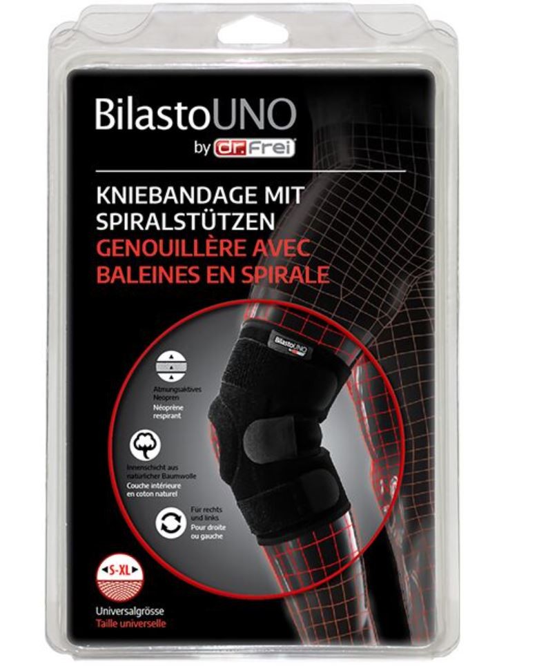Bilasto Uno Kniebandage Spiralstützen Velcro S-XL (1 Stk)