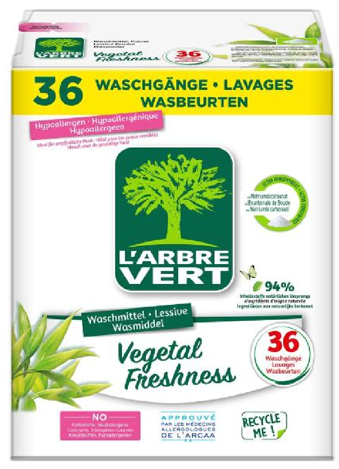 L'ARBRE VERT Waschmittel Pulver Vegetal Fresh (1.8kg)