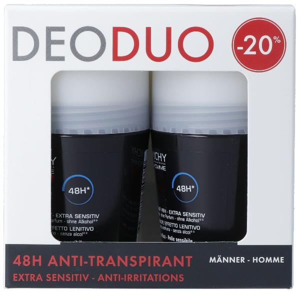 Vichy Homme Deo Roll-on Sensitive Skin 48h Duo (2x50ml)