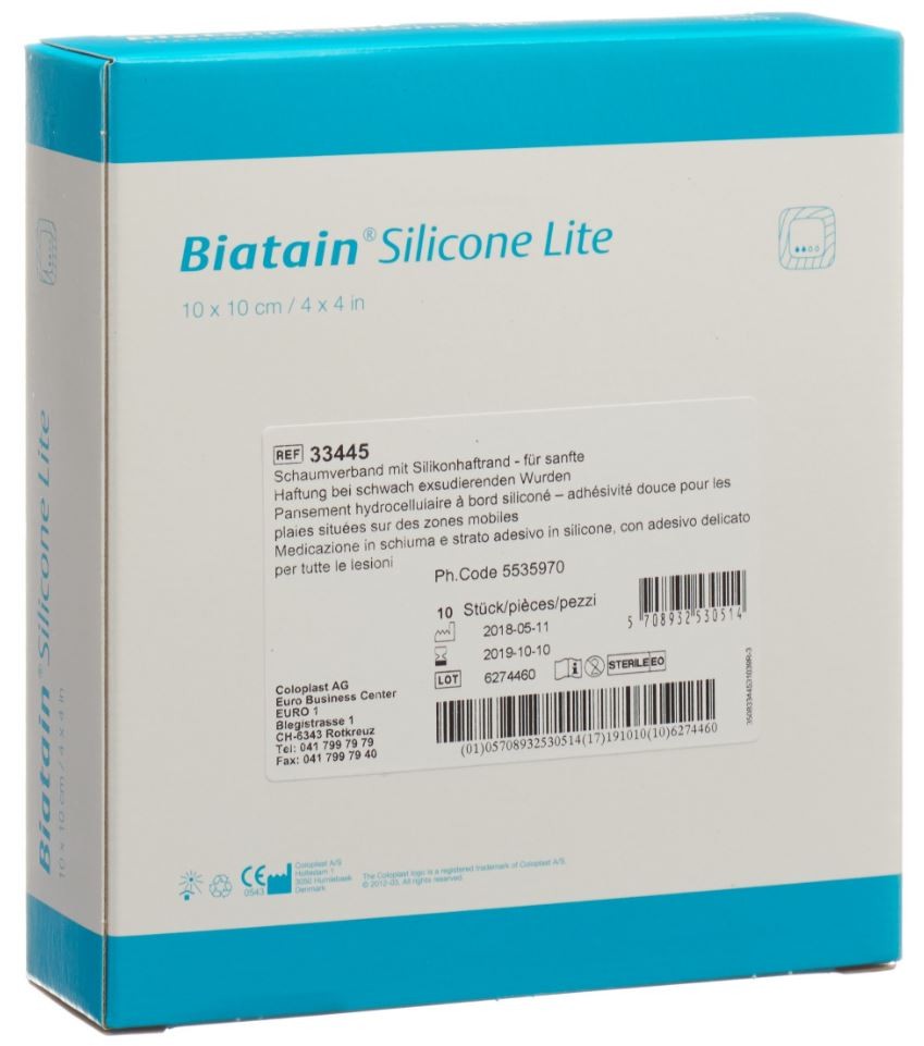 Biatain Silicone Lite Schaumverband 10x10cm (10 Stk)