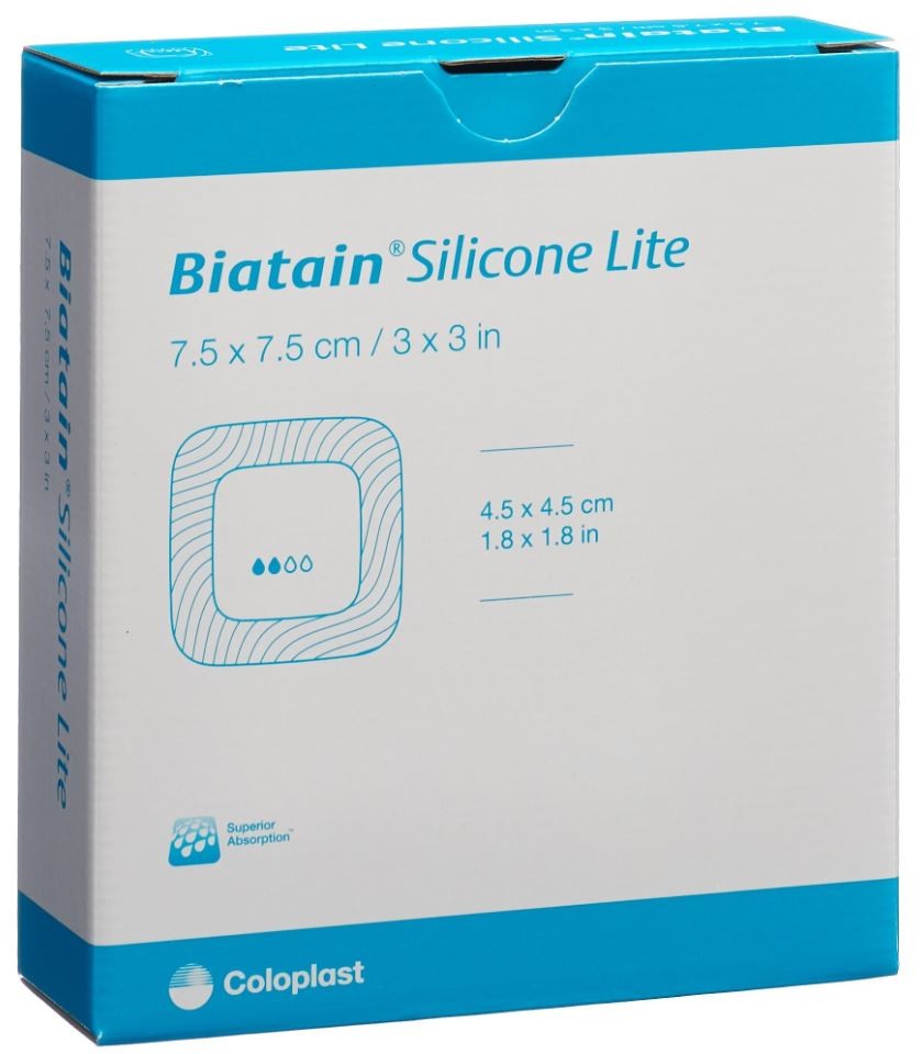 Biatain Silicone Lite Schaumverband 7.5x7.5cm (10 Stk)