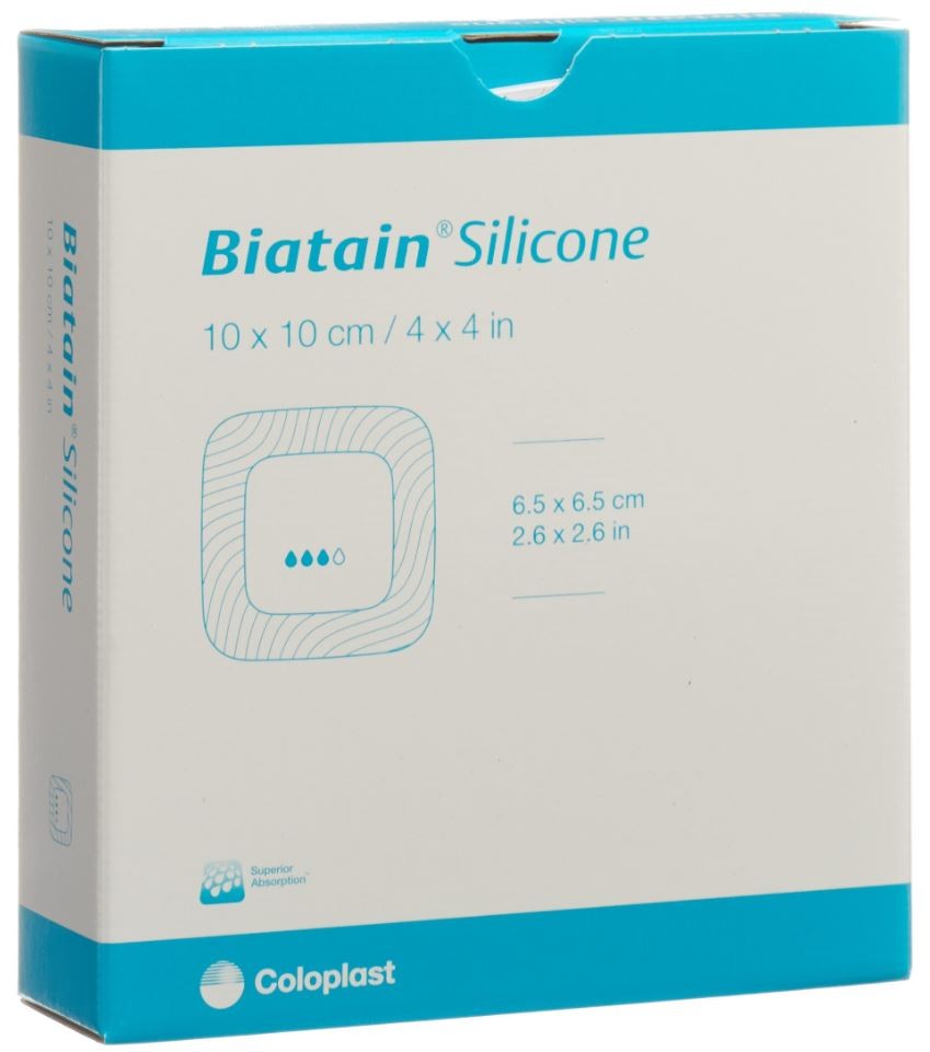 Biatain Silicone Schaumverband 10x10cm selbst-haftend (10 Stk)