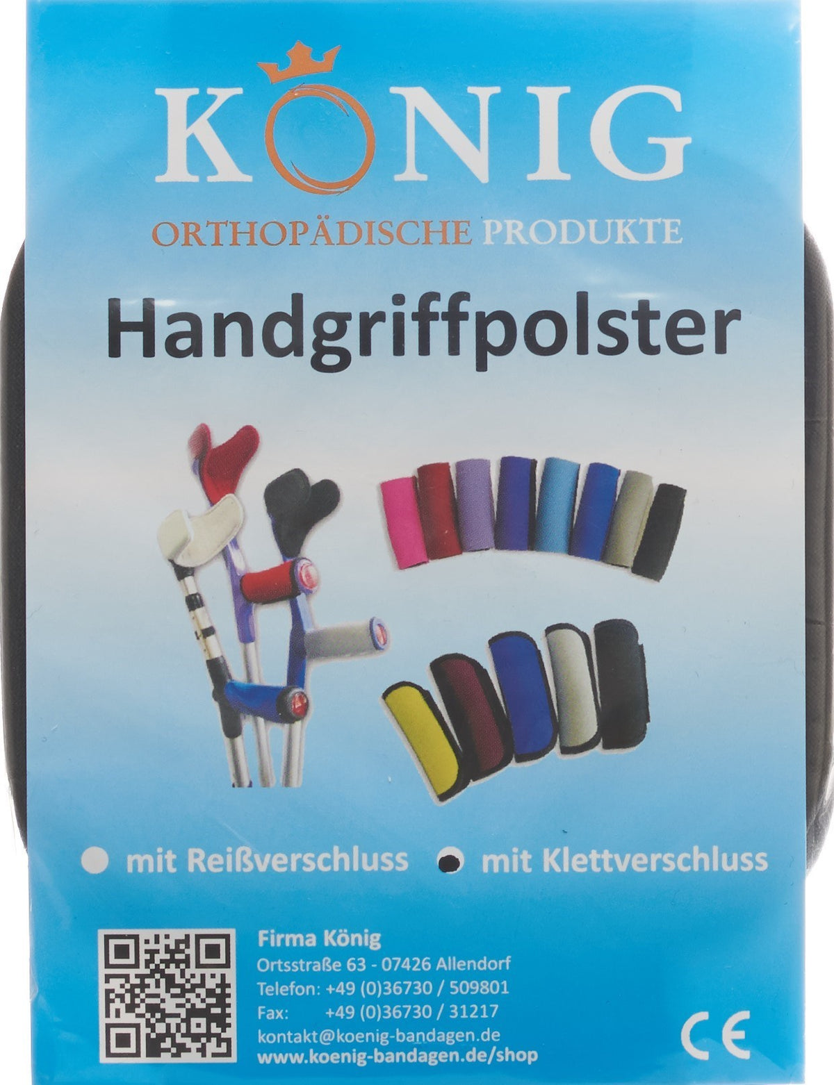 KÖNIG Griffpolster Krücken schwarz Klettverschluss (1 Stk)
