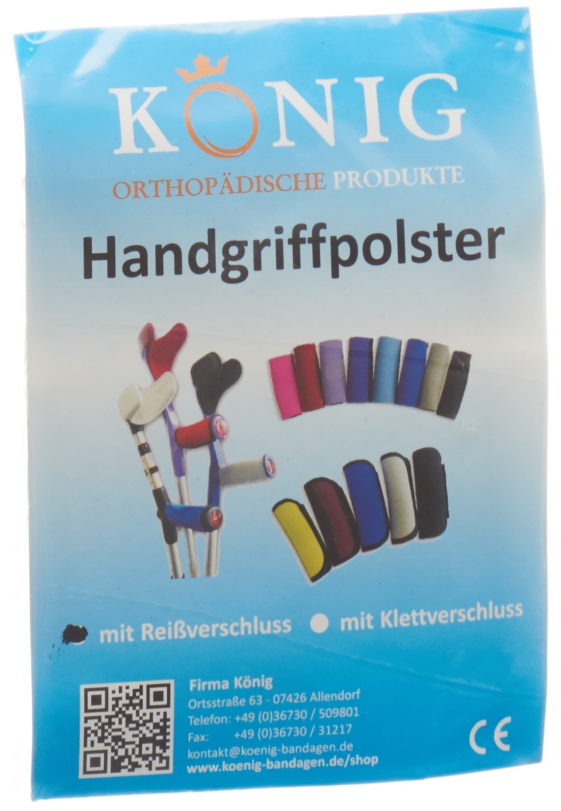 KÖNIG Griffpolster Krücken schwarz Reissverschluss (1 Stk)
