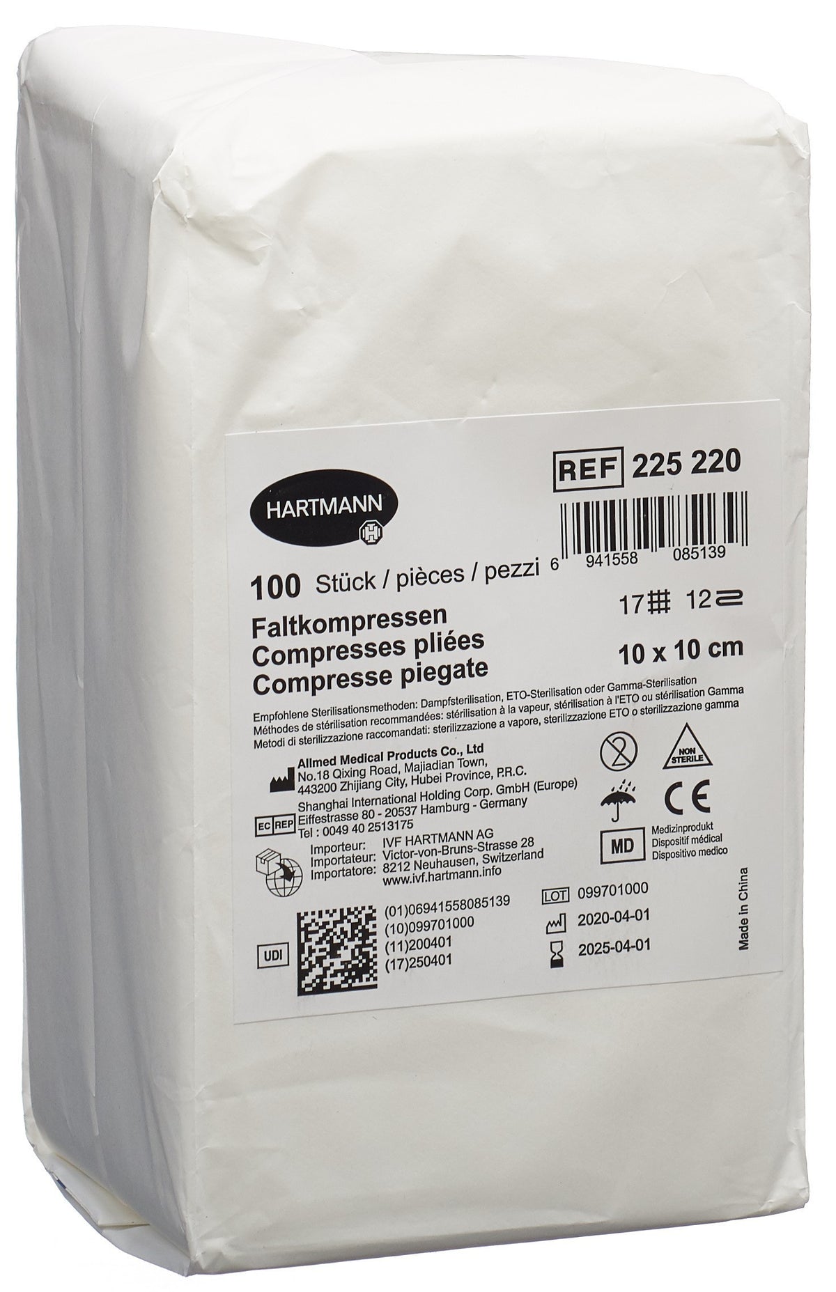 IVF Faltkompresse T17 10x10cm 12fach (100 Stk)