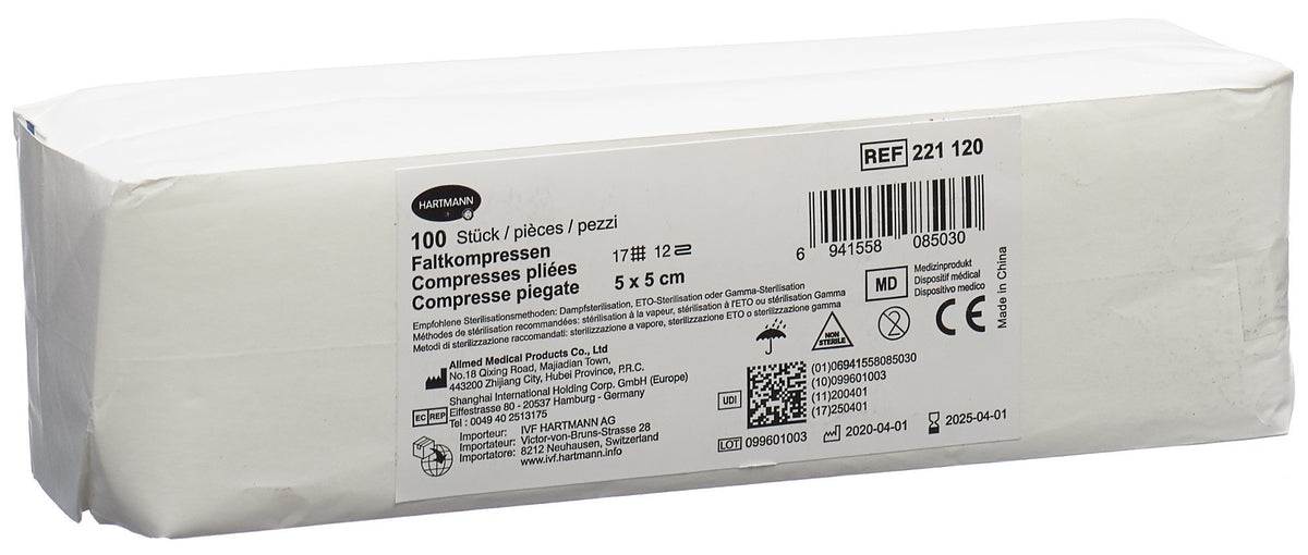 IVF Faltkompresse T17 5x5cm 12fach (100 Stk)