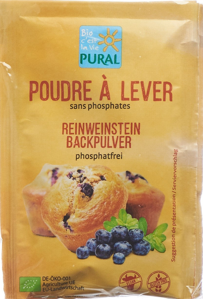 PURAL Backpulver Reinweinstein phosphatfrei Bio (3x21 g)