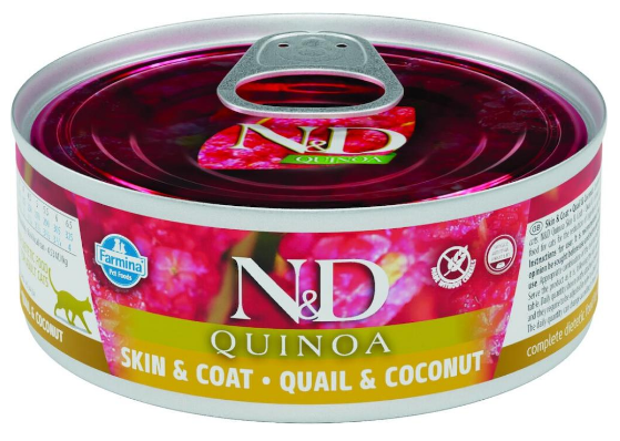 Farmina Feline Adult Skin&Coat Wachtel, Quinoa, Kokosnuss & Kurkuma (80g)