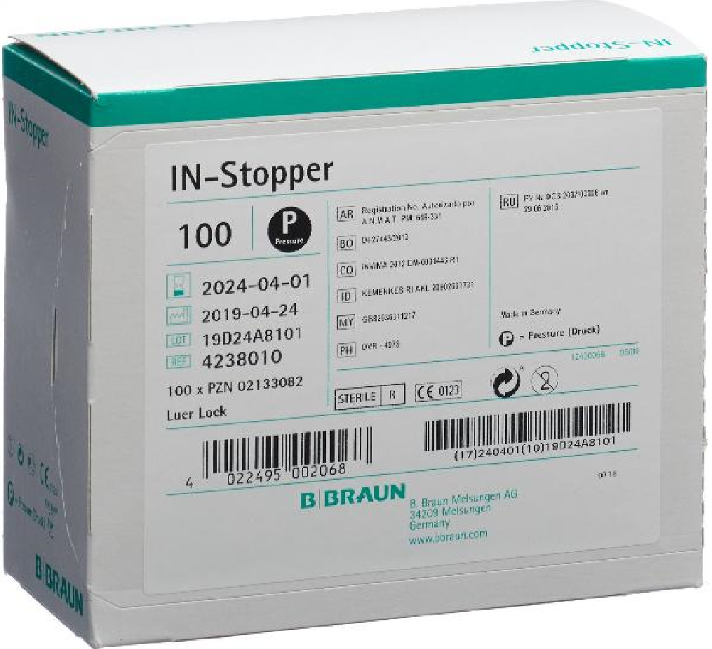 B. BRAUN Instopfen Luer Lock gelb (100 Stk)
