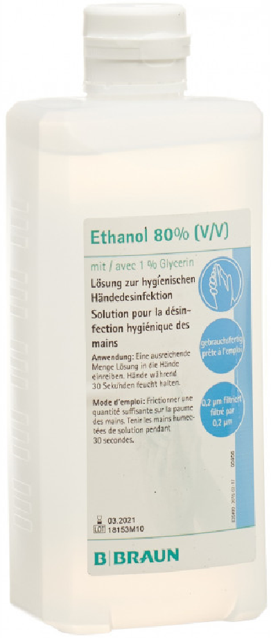BRAUN Ethanol 80% mit 1% Glycerin Ovalflasche (1000ml)