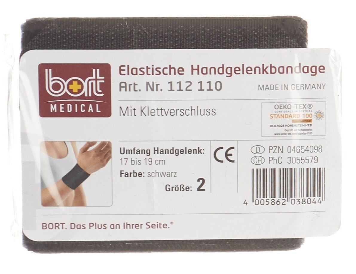 Bort Handgelenkbandage Velcro 8cm Gr1-17cm schwarz (1 Stk)