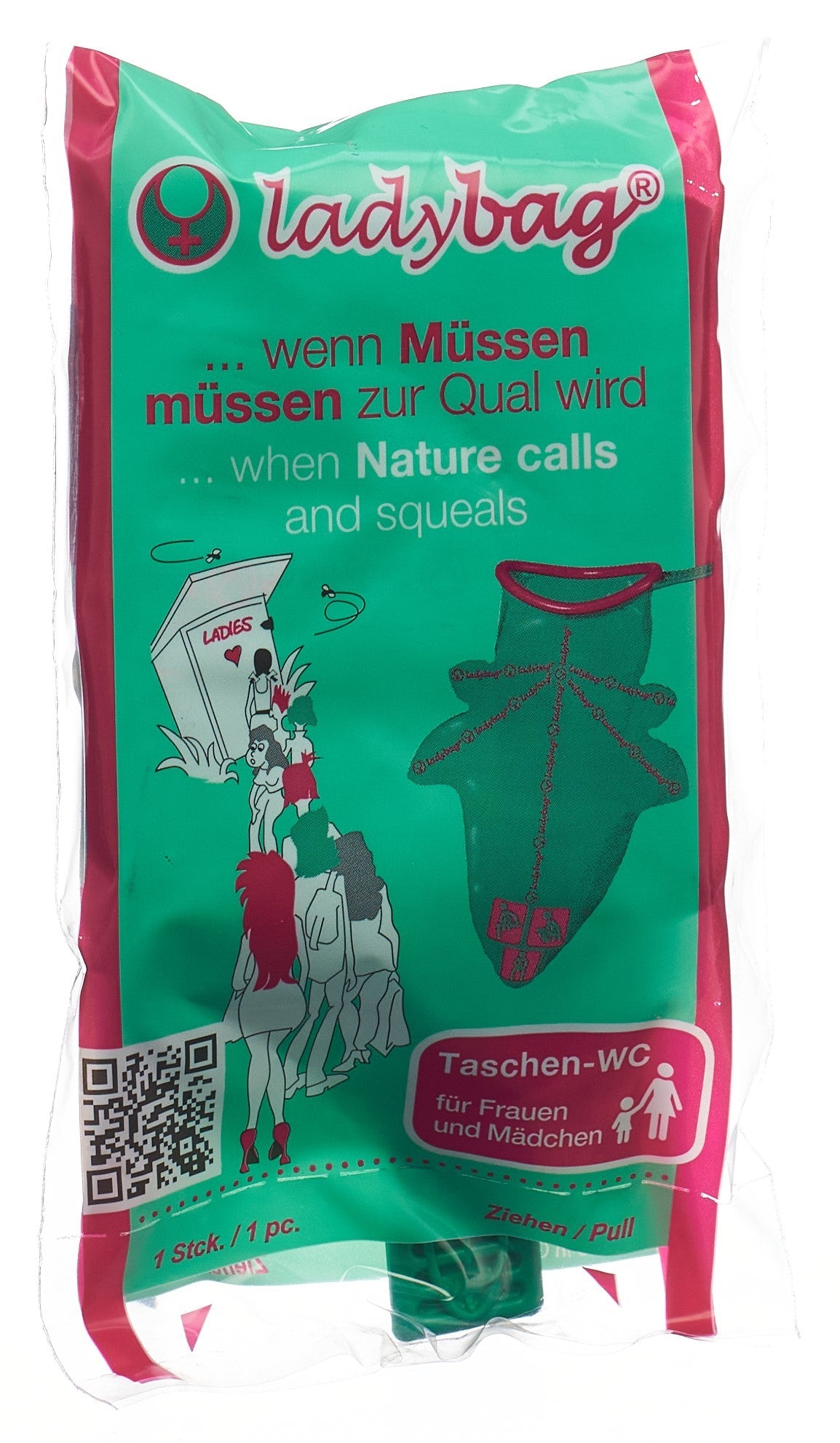 ladybag Taschen-WC für Frauen 700ml Einmalgebrauch (1 Stk)