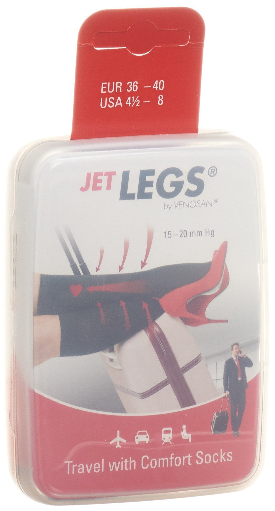 JET LEGS Travel socks 36-40 black Karton (1 Paar)