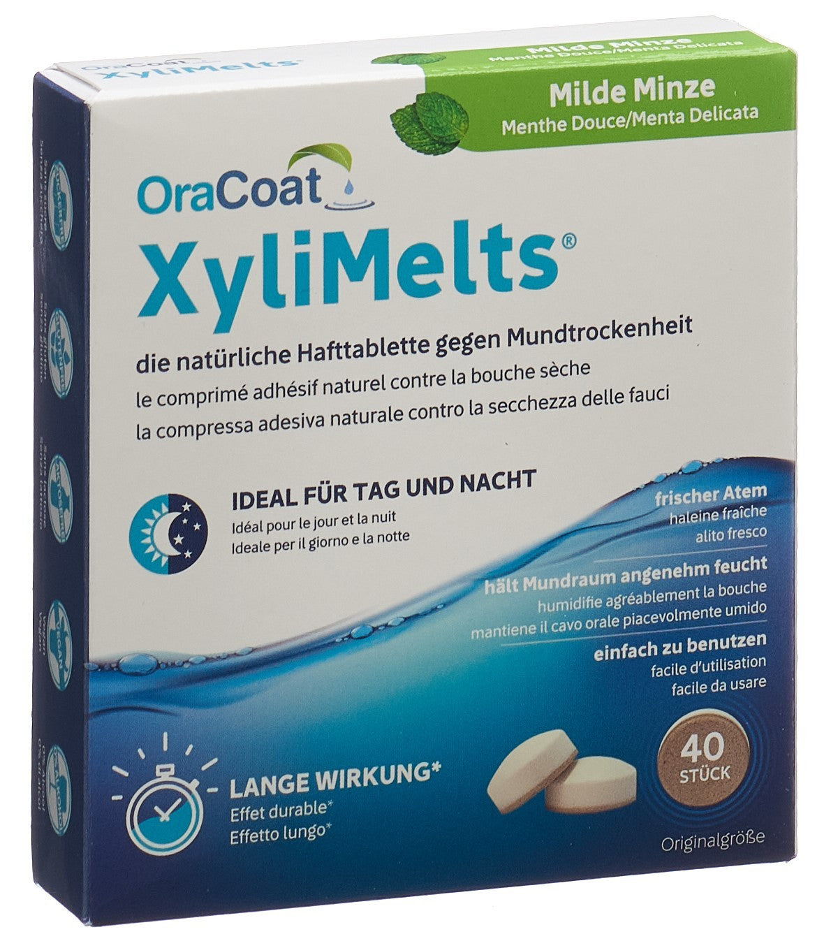 XyliMelts Hafttabletten Mundtrockenheit Minze (40 Stk)