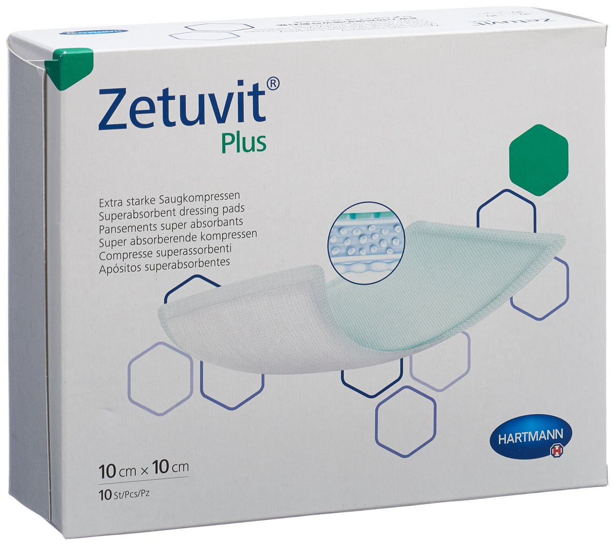 ZETUVIT Plus Absorptionsverband 10x10cm (10 Stk)