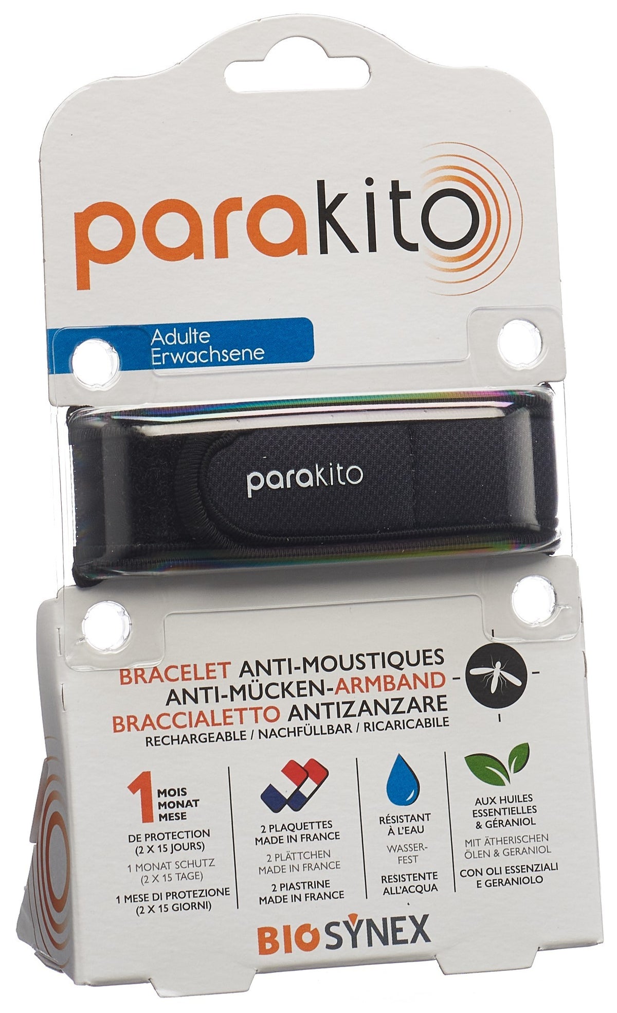 PARAKITO Mückenarmband Erwachsene schwarz (1 Stk)