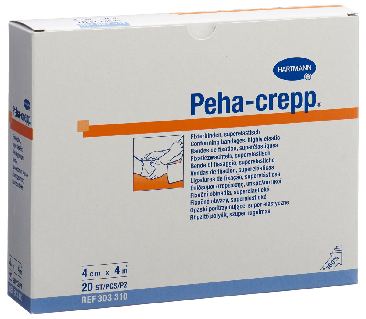 Peha-crepp Kreppbinde 4mx4cm weiss (20 Stk)
