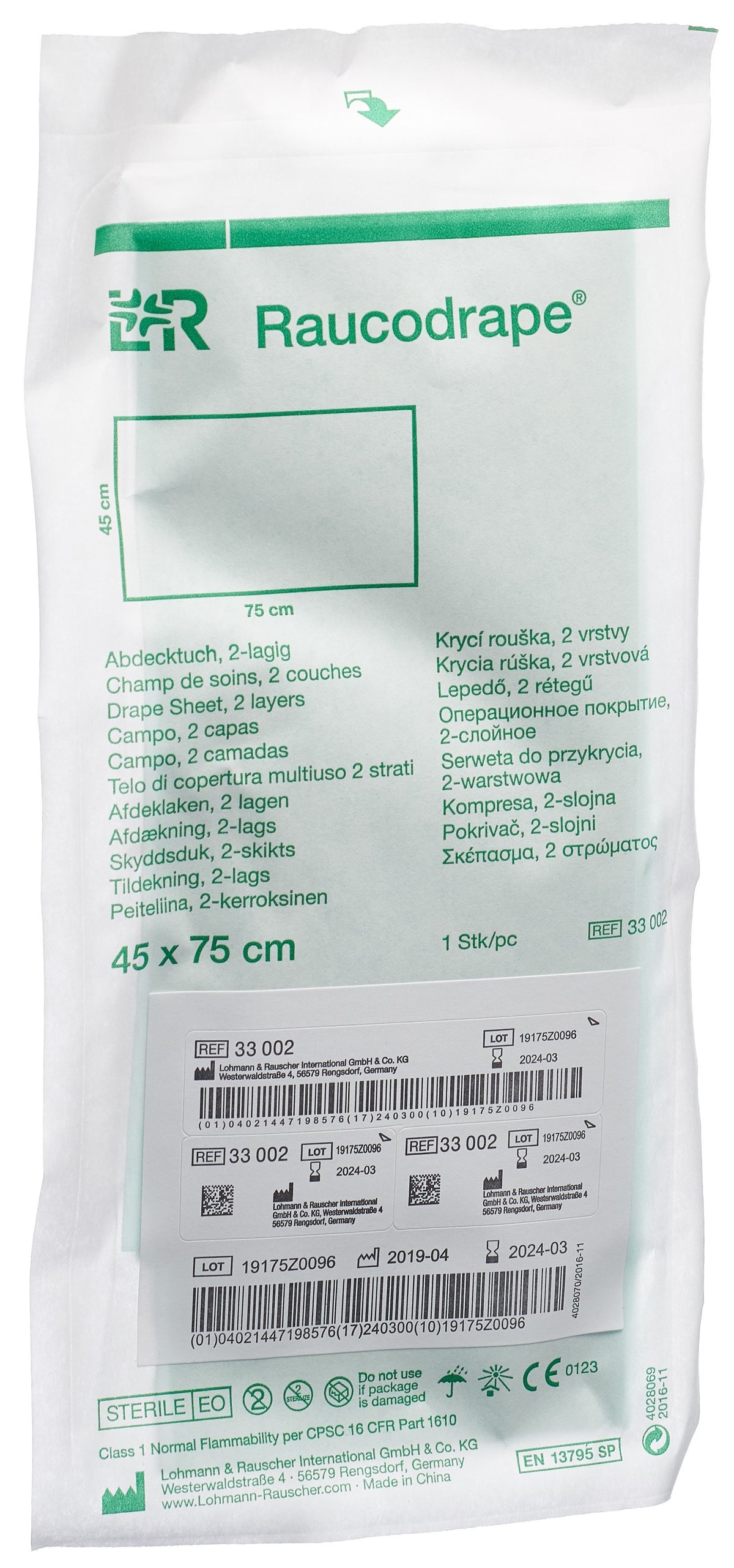 Raucodrape Abdecktuch steril 45 x 75cm (120 Stk)
