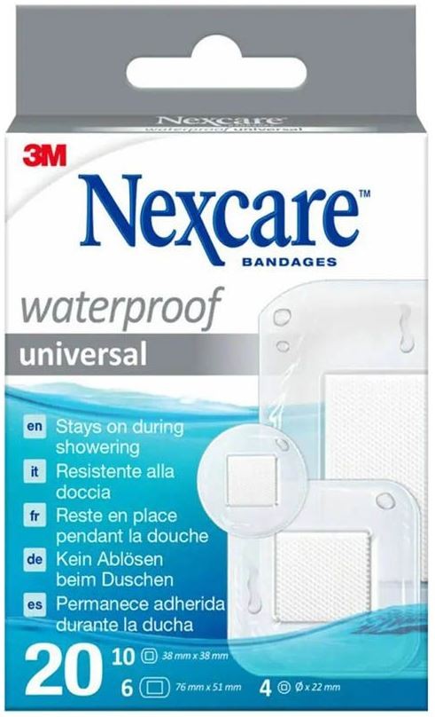 3M Nexcare Waterproof, universal Pflaster, 3 Grössen gemischt (20 Stk)