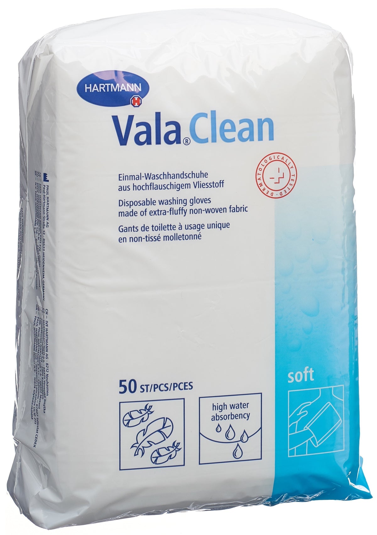 Vala Clean Soft Einmal Waschhandschuh 15.5x22.5cm (50 Stk)