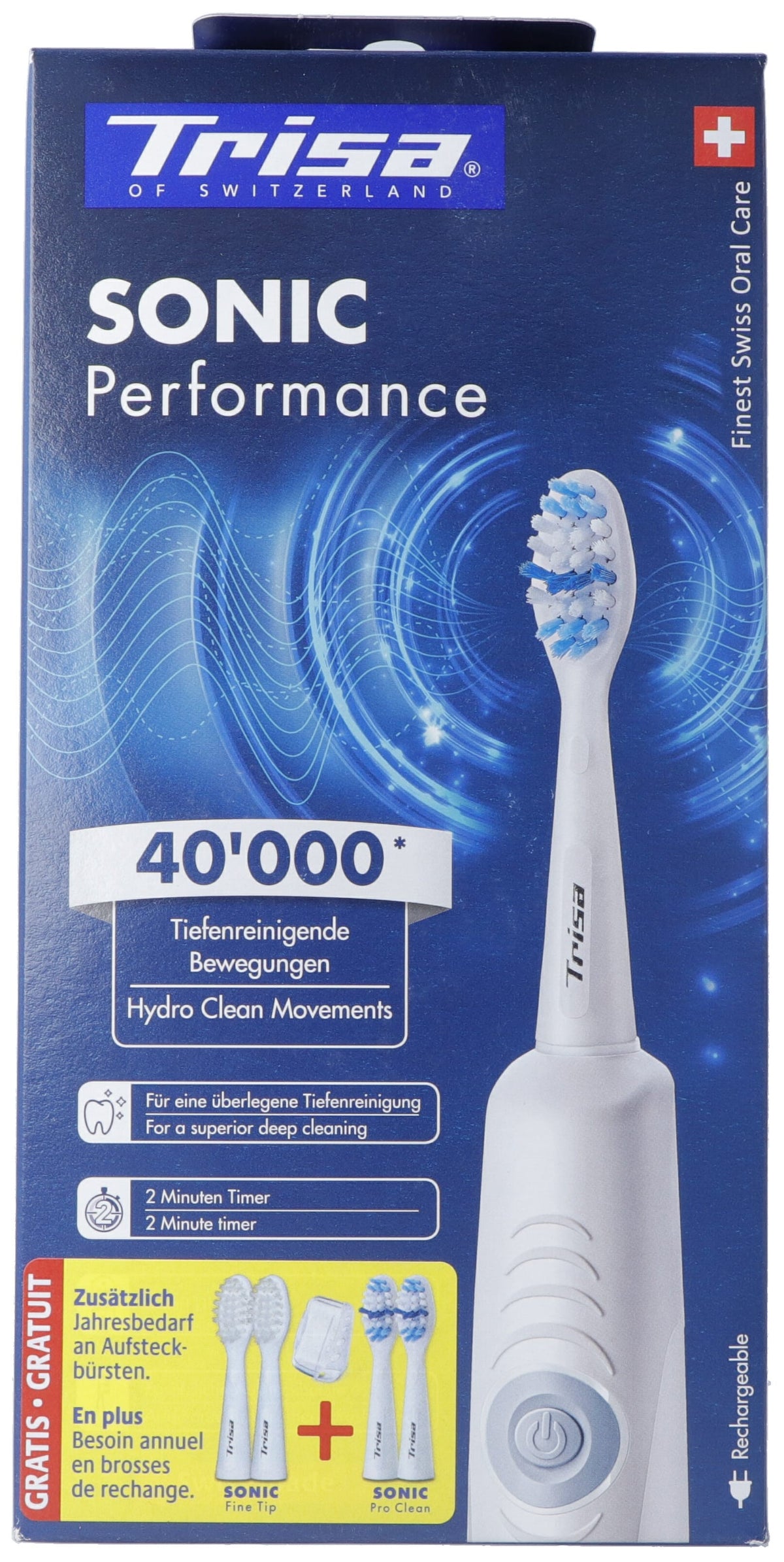 Trisa Sonic Performance Schallzahnbürste mit 5 Refills (1 Stk)