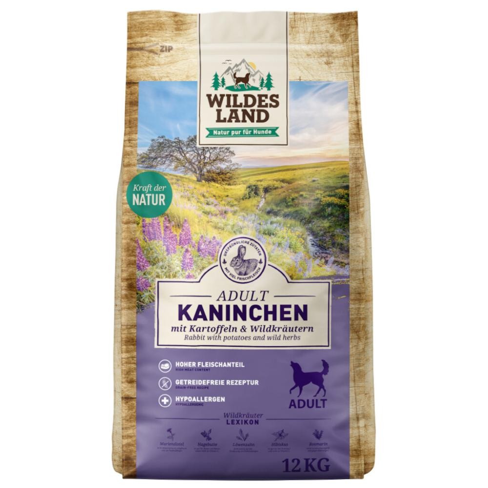WILDES LAND Adult Kaninchen mit Kartoffeln&Wildkräutern (12kg)