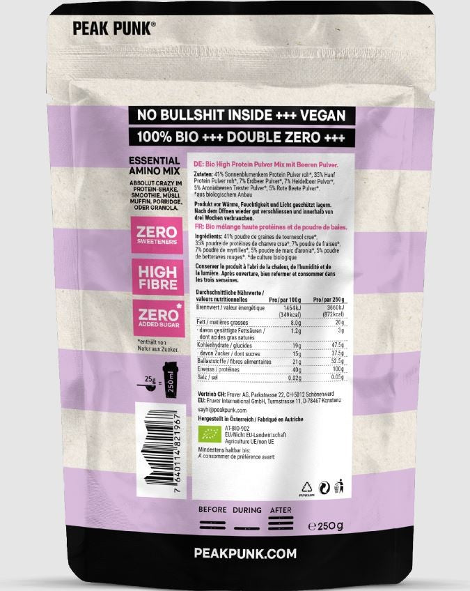 PEAK PUNK Bio High Protein Shake Crazy Berry (250g)