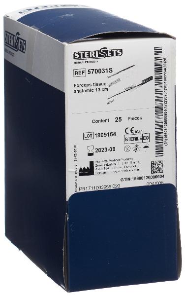 Aichele Pinces anatomiques droites 13cm à usage unique stériles (25 pces)