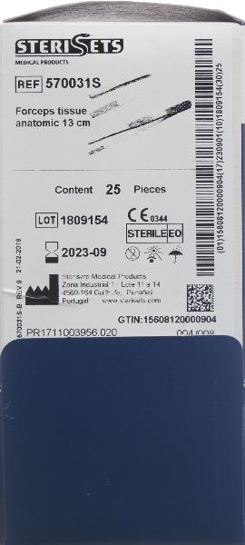 Aichele Pinces anatomiques droites 13cm à usage unique stériles (25 pces)
