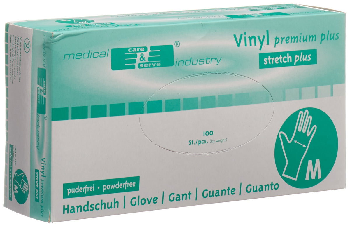 GRIBI Untersuchungshandschuhe Vinyl, Grösse M, puderfrei unsteril, Stretch plus (100 Stk)