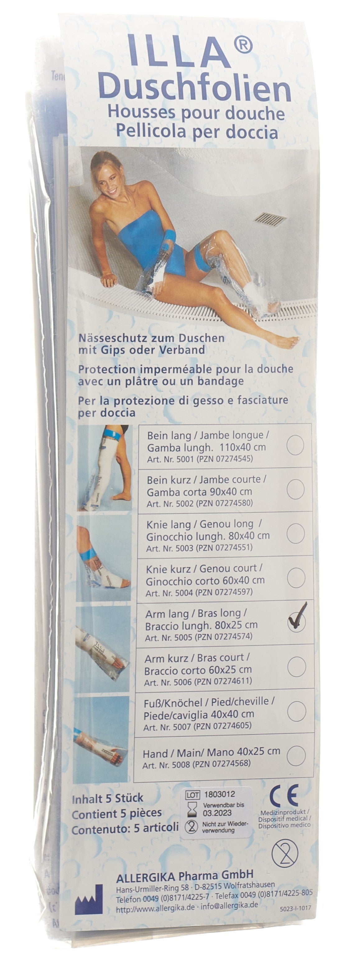 ILLA Dusch Schutzfolie 80x25cm Arm (5 Stk)