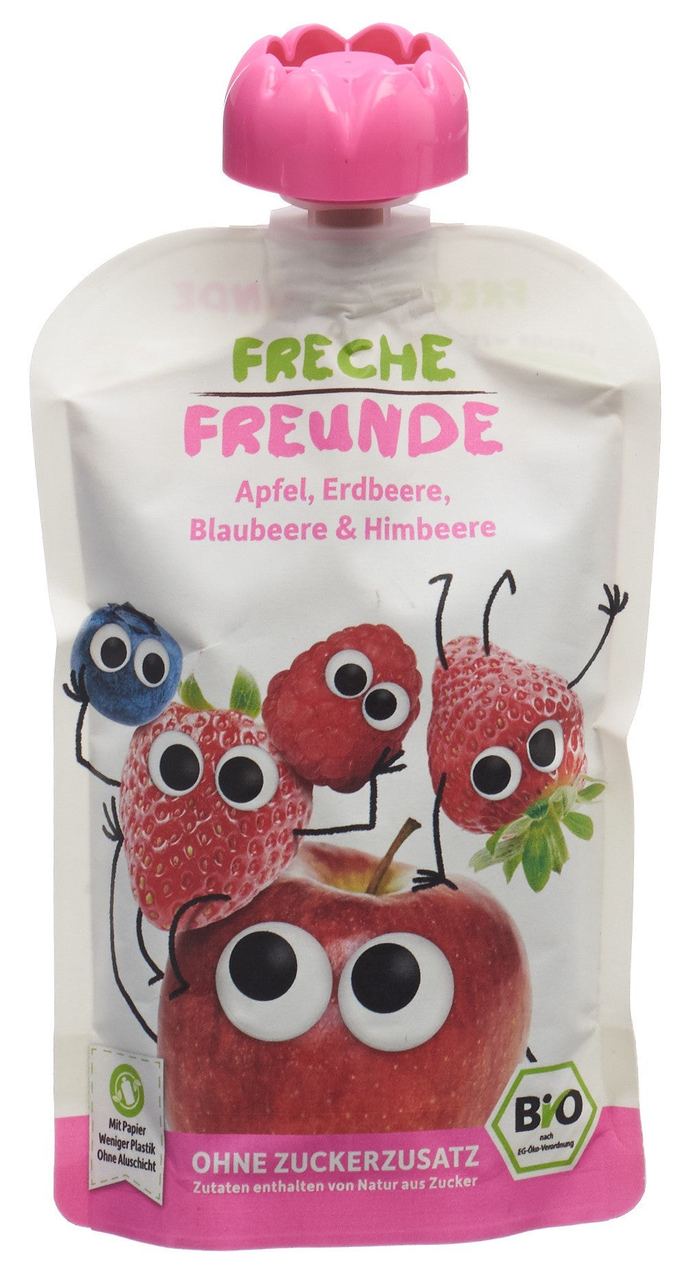 FRECHE FREUNDE Quetschmus Apfel, Erdebeere, Blaubeere & Himbeere (100g)