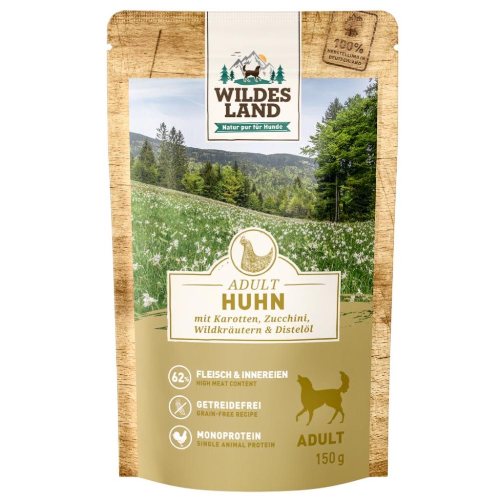 WILDES LAND Adult Huhn mit Karotten, Zuccini, Wildkräutern&Distelöl (8x150g)