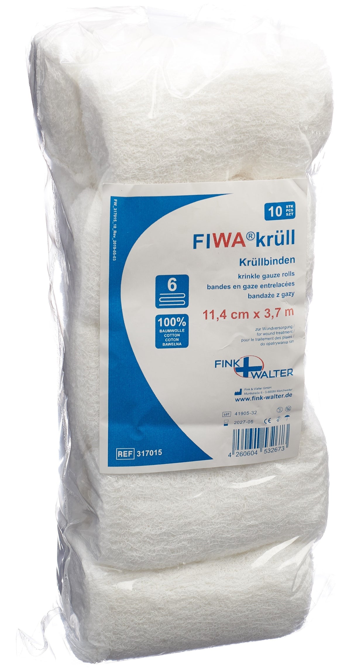 FIWA Krüllbinde 11.4cmx3.7m unsteril (10 Stk)